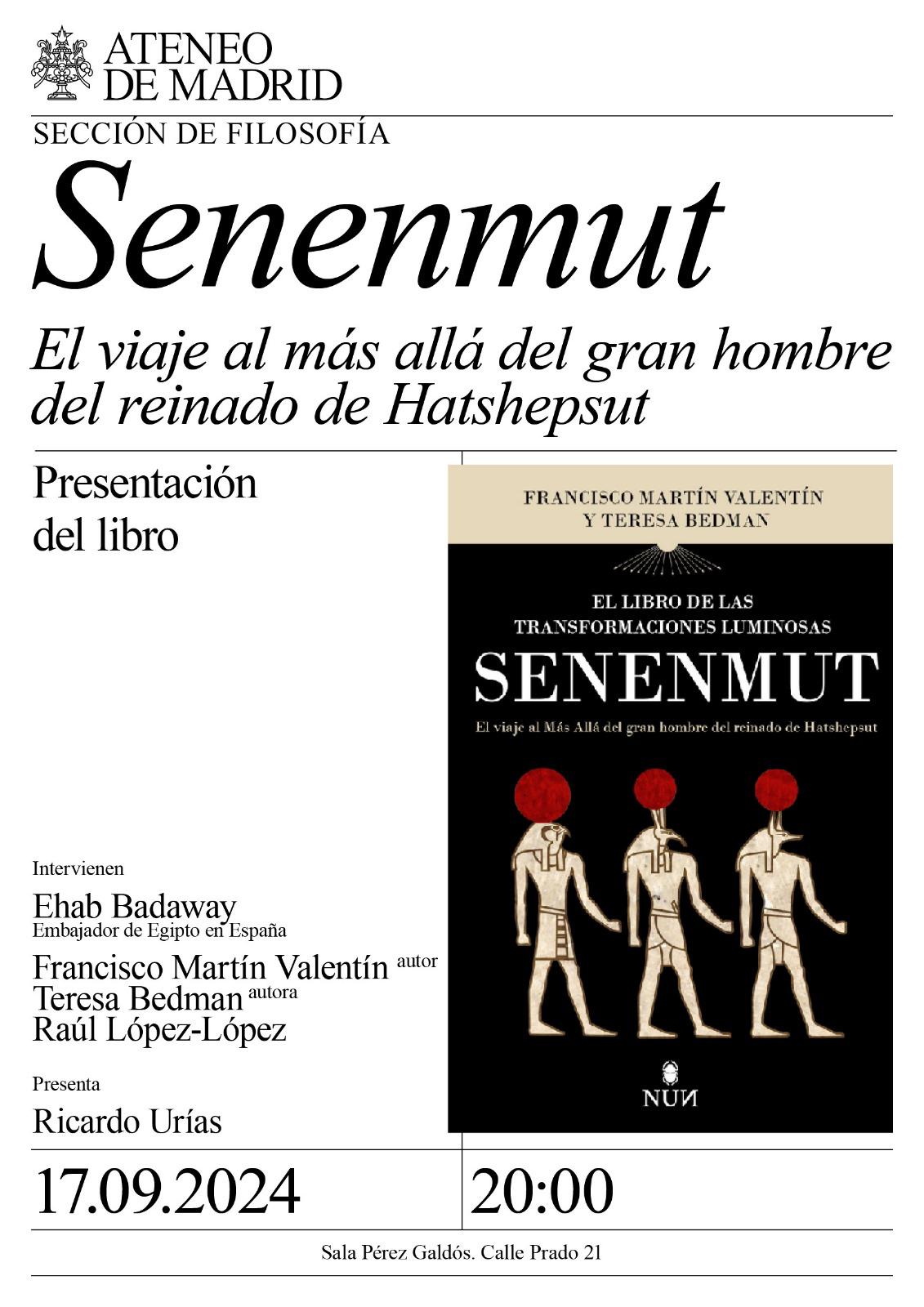 PRESENTACIÓN: “El libro de las transformaciones luminosas de Senenmut: El viaje al más allá del gran hombre del reinado de Hatshepsut”